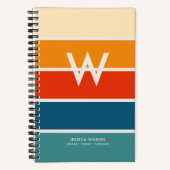 Persoonlijke Monogram met brede retro strepen Notitieboek (Voorkant)