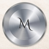 Persoonlijke monogram met metalen zilveren textuur ronde kartonnen onderzetter (Voorkant)