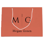 Persoonlijke monogram met naam terracotta groot cadeauzakje (Voorkant)