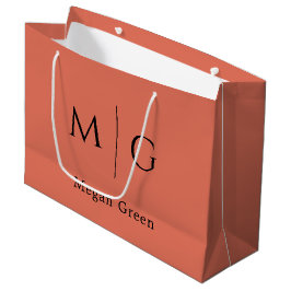 Persoonlijke monogram met naam terracotta groot cadeauzakje