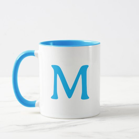 Persoonlijke Monogram Moderne Blauwe Witte Mok (Links)