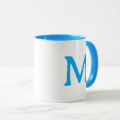 Persoonlijke Monogram Moderne Blauwe Witte Mok (Voorkant rechts)