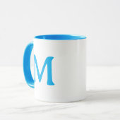 Persoonlijke Monogram Moderne Blauwe Witte Mok (Voorkant links)