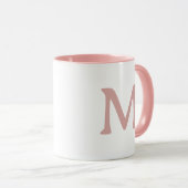 Persoonlijke Monogram Moderne Roze Witte Mok (Voorkant rechts)