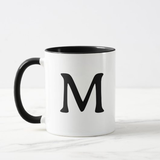 Persoonlijke Monogram Moderne Zwarte Witte Mok (Links)