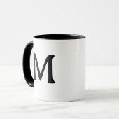 Persoonlijke Monogram Moderne Zwarte Witte Mok (Voorkant links)