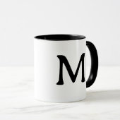 Persoonlijke Monogram Moderne Zwarte Witte Mok (Voorkant rechts)