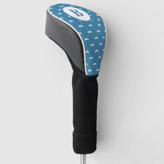 Persoonlijke Monogram Mustache Pattern Dag Golfheadcover (Schuin)