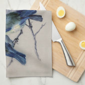 Persoonlijke monogram Naam Blauwe Grijze vogels  Theedoek (Quarter Fold)