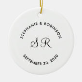 Persoonlijke monogram naam bruiloft keramisch ornament (Voorkant)