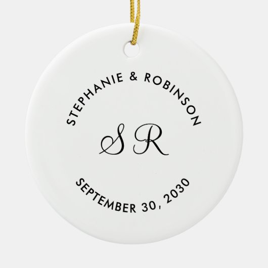 Persoonlijke monogram naam bruiloft keramisch ornament (Voorkant)