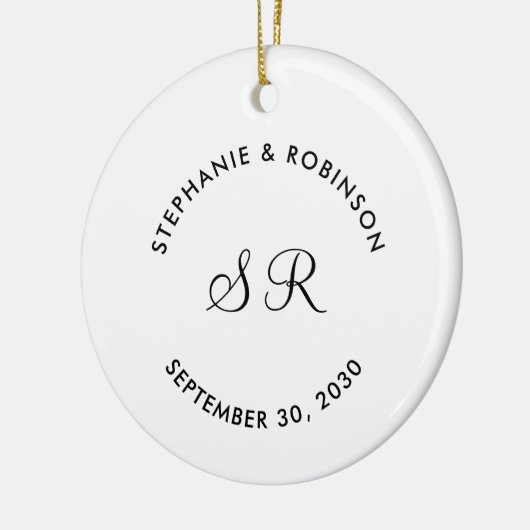 Persoonlijke monogram naam bruiloft keramisch ornament (Links)