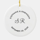 Persoonlijke monogram naam bruiloft keramisch ornament (Achterkant)