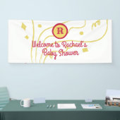 Persoonlijke monogram naam confetti baby shower spandoek (Beurs)