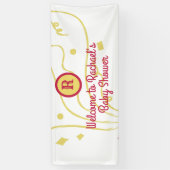 Persoonlijke monogram naam confetti baby shower spandoek (Verticaal)