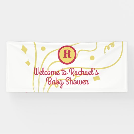 Persoonlijke monogram naam confetti baby shower spandoek (Horizontaal)
