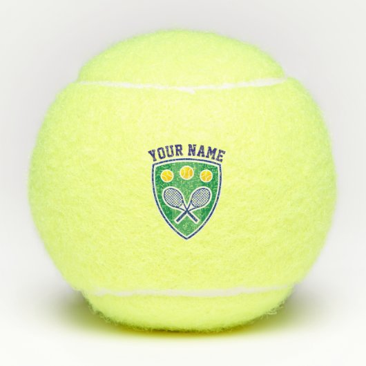 Persoonlijke monogram naam en geel logo tennisballen (Voorkant)