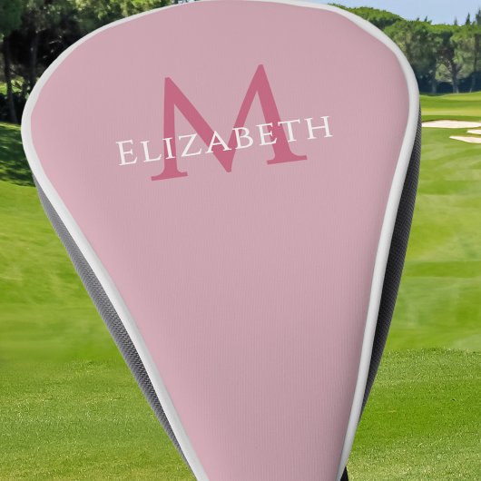 Persoonlijke Monogram Naam Initiaal Roze Golfheadcover
