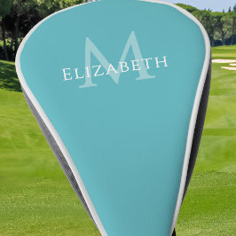 Persoonlijke monogram naam initiaal turkoois golfheadcover