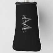 Persoonlijke Monogram Naam Initiaal Zwart Grijs Golfheadcover (Draai 90)