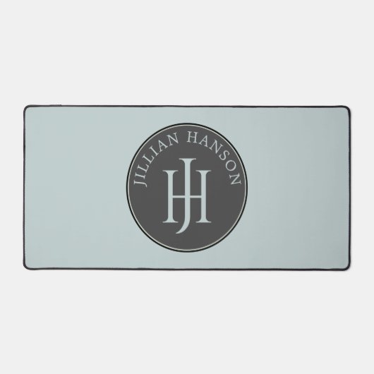 Persoonlijke Monogram Naam Logo Smoky Blue Bureaumat (Voorkant)