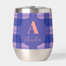 Persoonlijke Monogram Naam Paarse Plaid