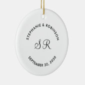 Persoonlijke Monogram Naam Trouw  Keramisch Ornament (Rechts)