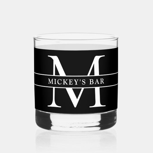 Persoonlijke Monogram Naam Whisky Glas (Voorkant)