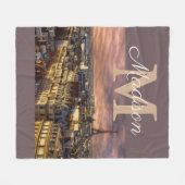 Persoonlijke monogram Parijs Eiffeltoren Fleece Deken (Voorkant (Horizontaal))