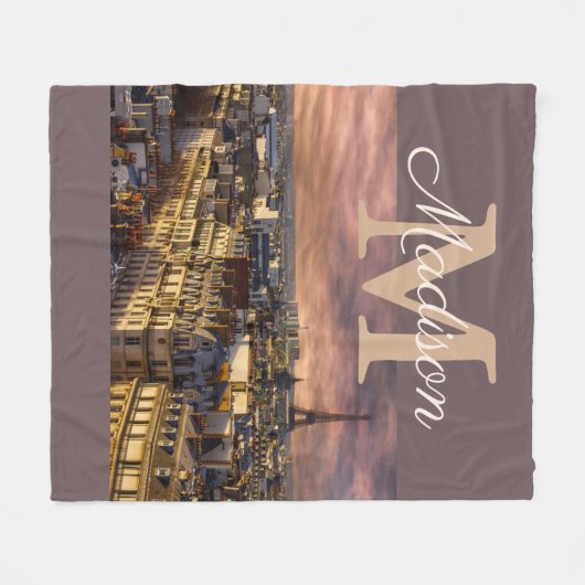 Persoonlijke monogram Parijs Eiffeltoren Fleece Deken (Voorkant (Horizontaal))