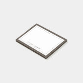 Persoonlijke monogram plakbriefjes met bruine rand post-it® notes (Schuin)