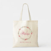 Persoonlijke Monogram Roze Bloemen Tote Bag (Achterkant)