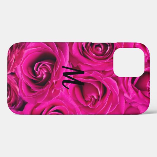 Persoonlijke Monogram Roze Rozen Case-Mate iPhone Case (Achterkant (horizontaal))