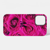 Persoonlijke Monogram Roze Rozen Case-Mate iPhone Hoesje (Achterkant horizontaal)