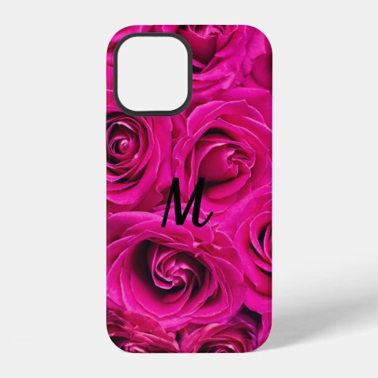 Persoonlijke Monogram Roze Rozen Case-Mate iPhone Hoesje (Achterkant)