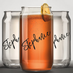 Persoonlijke monogram schrift naam blikvorm glas