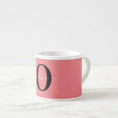 Persoonlijke Monogram Script Naam Zwart Wit Roze Espresso Kop (Voorkant rechts)