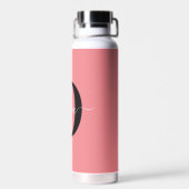 Persoonlijke Monogram Script Naam Zwart Wit Roze Waterfles (Achterkant)