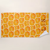 Persoonlijke Monogram Sinaasappel Citrus Strandhan Strandlaken (Voorkant)