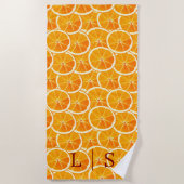 Persoonlijke Monogram Sinaasappel Citrus Strandhan Strandlaken (Voorkant)