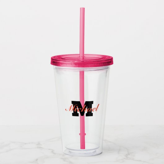 Persoonlijke monogram tekst acryl drinkbeker (Voorkant)