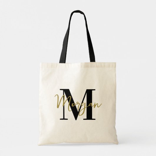 Persoonlijke Monogram Tote – Goud & Zwart Bag (Achterkant)
