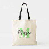 Persoonlijke Monogram Tote – Mintgroen & Zwart Bag (Achterkant)