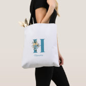 Persoonlijke Monogram Tote Tas Bloem Initialen Tas (Dichtbij)