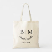 Persoonlijke Monogram Trouwdatum Boodschappentas Tote Bag (Achterkant)