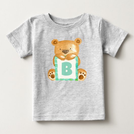 Persoonlijke monogram waterverf teddybeer  (Voorkant)