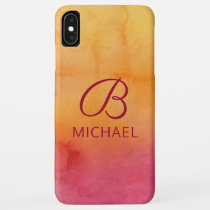 Persoonlijke monogram waterverf zonsondergang naam Case-Mate iPhone case