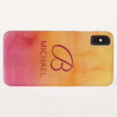 Persoonlijke monogram waterverf zonsondergang naam Case-Mate iPhone case (Achterkant (horizontaal))