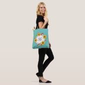 Persoonlijke Monogram Zonnebloem Boodschappen Tote Bag (Op model)