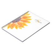 Persoonlijke Monogram Zonnebloem Notitieboek (Linkerzijde)